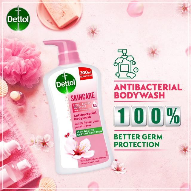 Dettol - Skincare Shower Gel - Rose & Sakura Blossom - 700mlغسول جسم ديتول بالورد والزهر 700 مل ديتول Dettol Skincare Shower Gel - Rose & Sakura Blossom - SW1hZ2U6OTI4NzEz