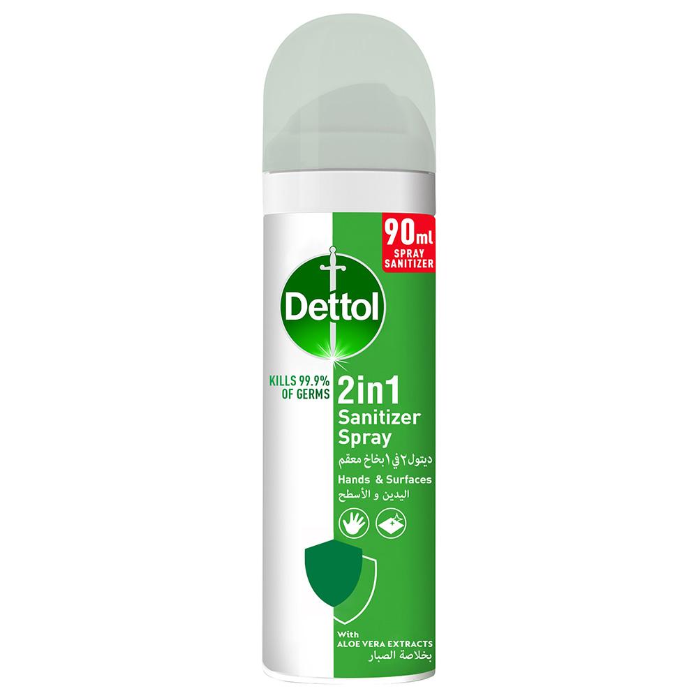 بخاخ ديتول معقم 90 مل بخلاصة الصبار ديتول Dettol 2-in-1 Sanitizer Spray w/ Aloe Vera Extracts
