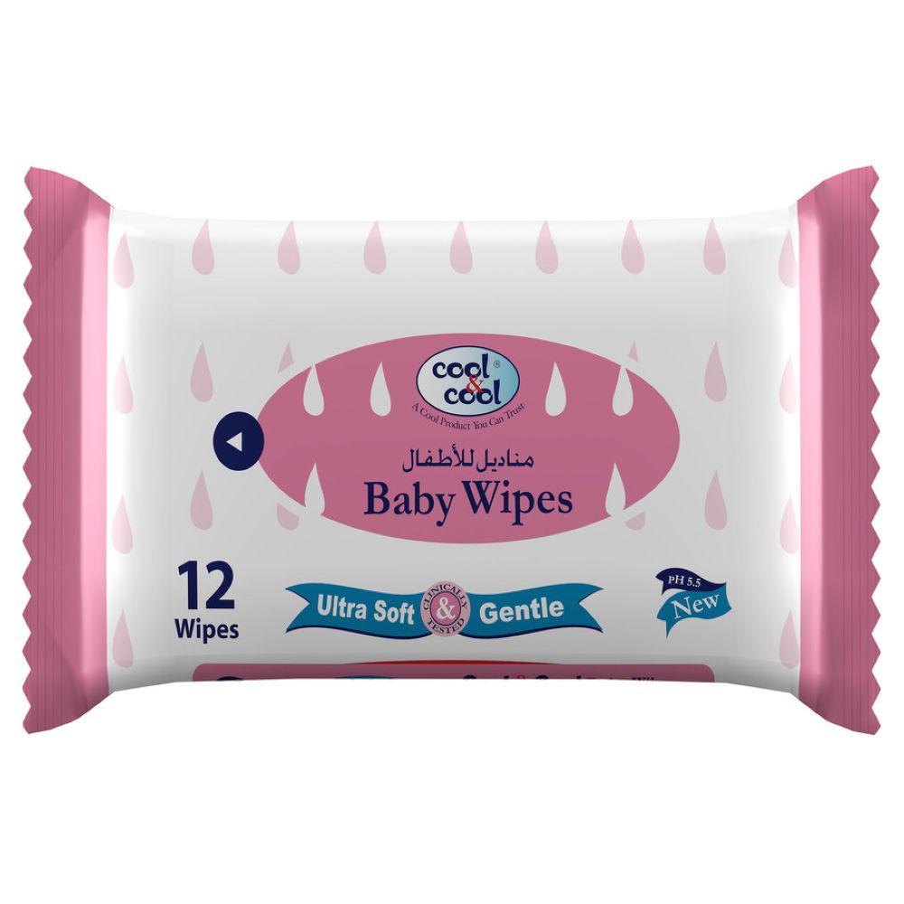 مناديل مبللة ناعمة للاطفال 12 منديل Cool & Cool Baby Ultra Soft Wipes