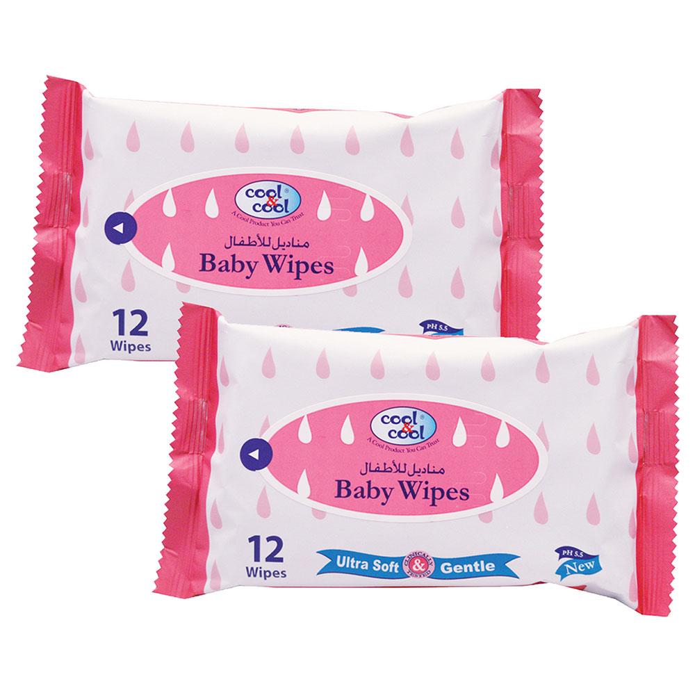 Cool &amp; Cool Cool & Cool - Baby Wipes Ultra Soft & Gentle 12's Pack of 2