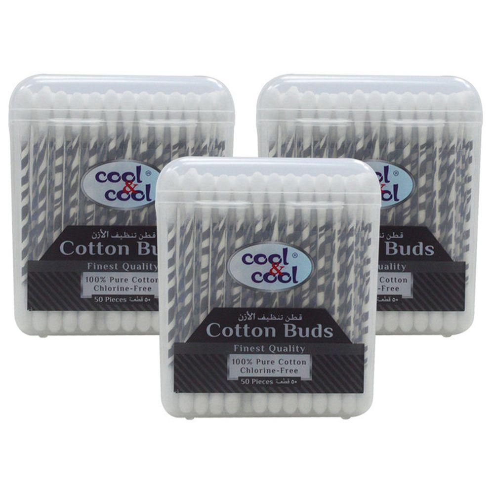 Cool & Cool Cool & Cool - 50 Organic Cotton Buds - Pack of 3 - Black