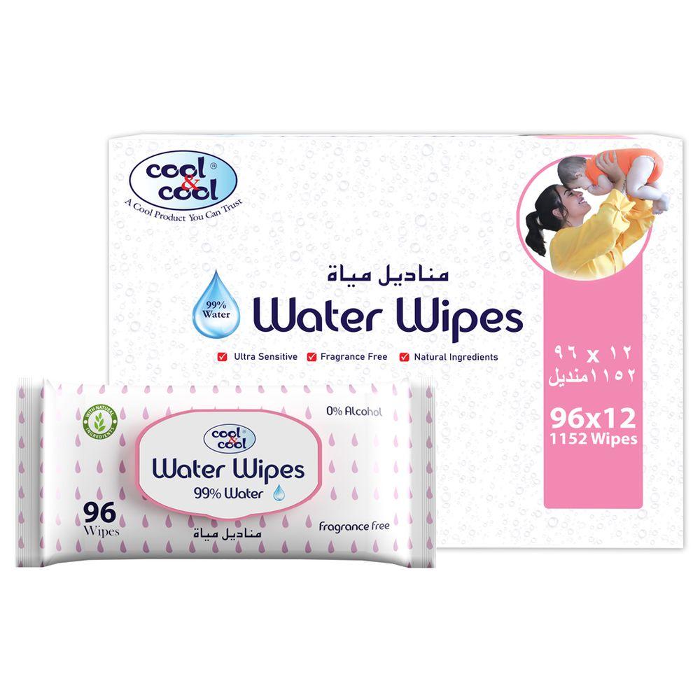 مناديل مبللة بالماء للاطفال 12*96 منديل كول اند كول Cool & Cool Baby Water Wipes