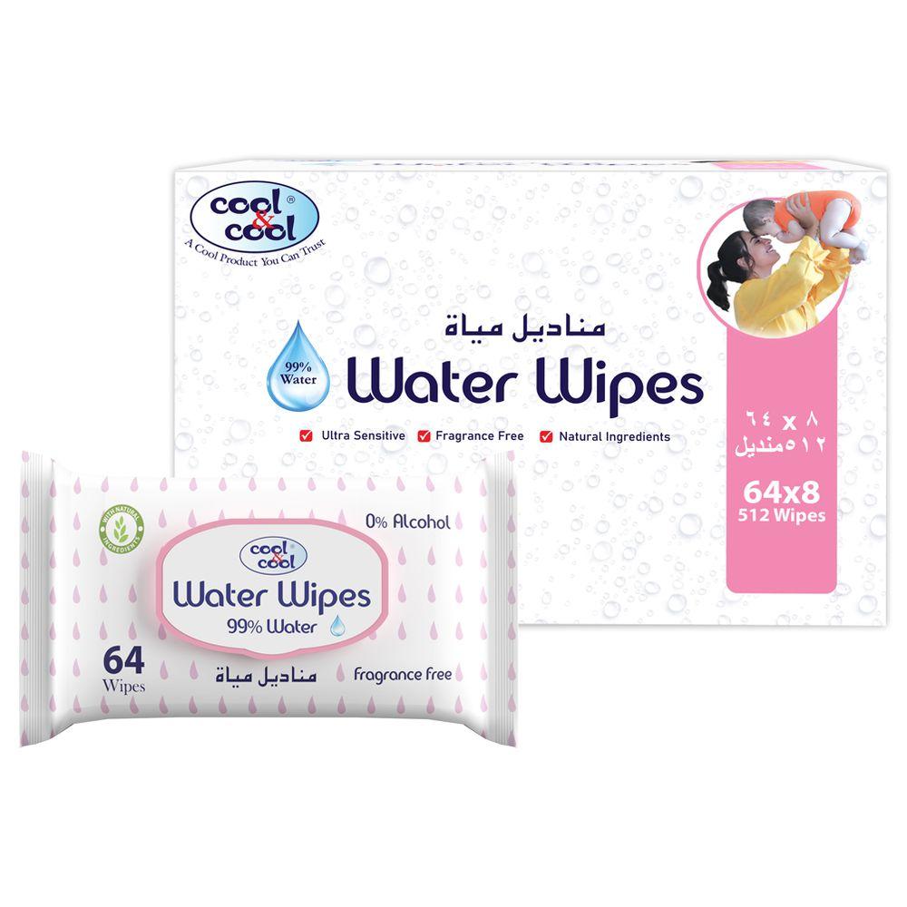 Cool &amp; Cool Cool & Cool - Baby Water Wipes 64pcs - Pack of 8