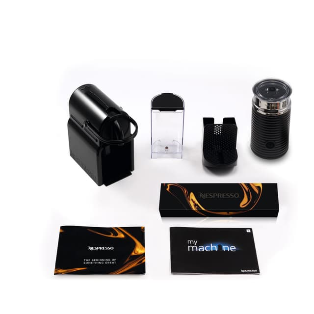 ماكينة قهوة اينسيا مع خافق حليب 0.7لتر أسود نسبريسو NESPRESSO Inissia D40 with Aeroccino Coffee Machine