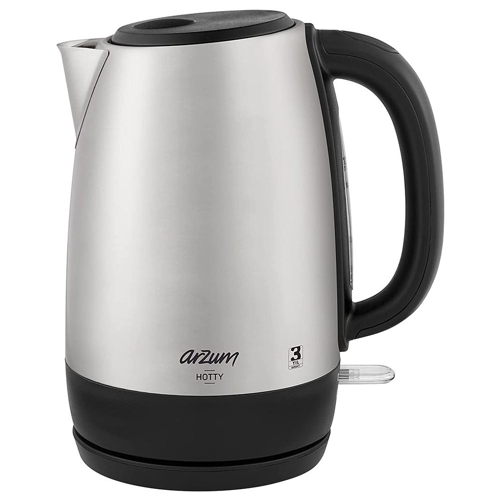 غلاية ماء كهربائية ستانلس ستيل 1.7لتر لون فضي من ارزوم اوكا Arzum Okka Stainless Kettle