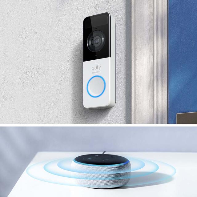 Eufy - 1080p Battery Video Lite Doorbell - Black - SW1hZ2U6OTE2NjE4