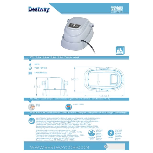 Bestway - Pool Heater 58259