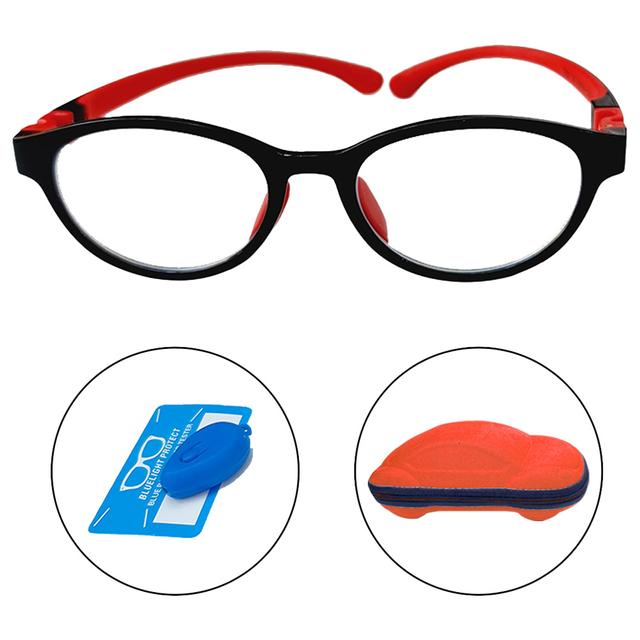 نظارات طبية للأطفال أسود وأحمر ميجا ستار Megastar Round Blue Light Blocking Eye Glasses Black/Red - SW1hZ2U6OTM5NDA3