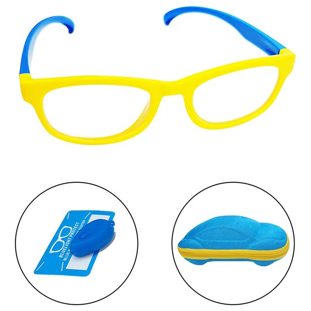 نظارات طبية للأطفال أزرق وأصفر ميجا ستار Megastar Rectangular Blue Light Blocking Eye Glasses Yellow/Blue - SW1hZ2U6OTM5NDYx