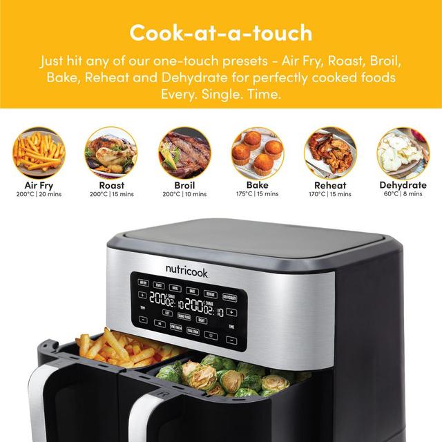 Nutricook - Air Fryer Duo 8L - Silver/Black - SW1hZ2U6OTQ0MzA1