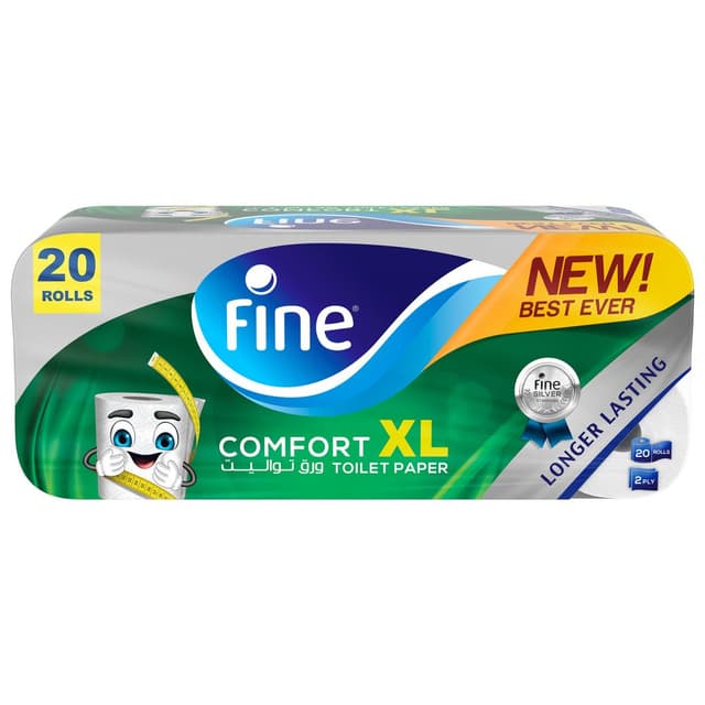 ورق حمام فاين 20 قطعة Fine Comfort XL Toliet Paper - Soft 2 Ply 20 Rolls