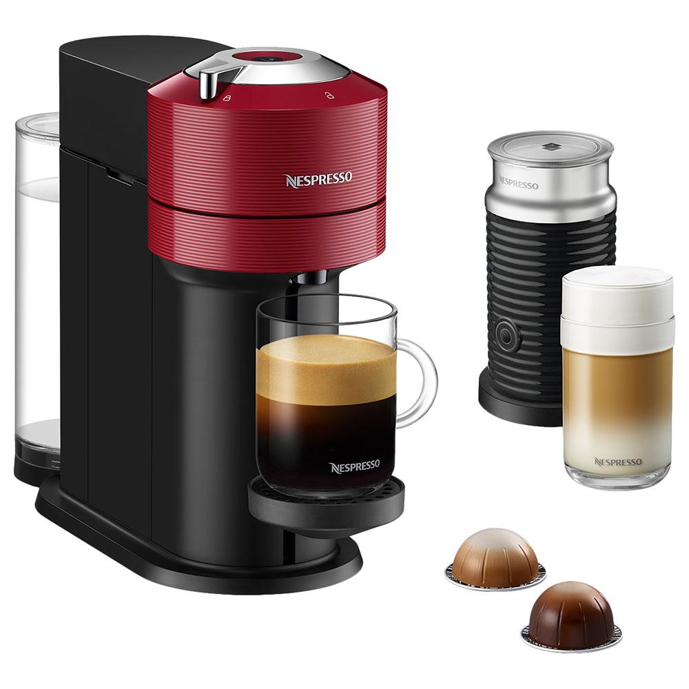 الة نسبريسو فيرتو نكست مع خافق حليب أحمر نسبريسو Nespresso Vertuo Next Bundle Coffee Machine