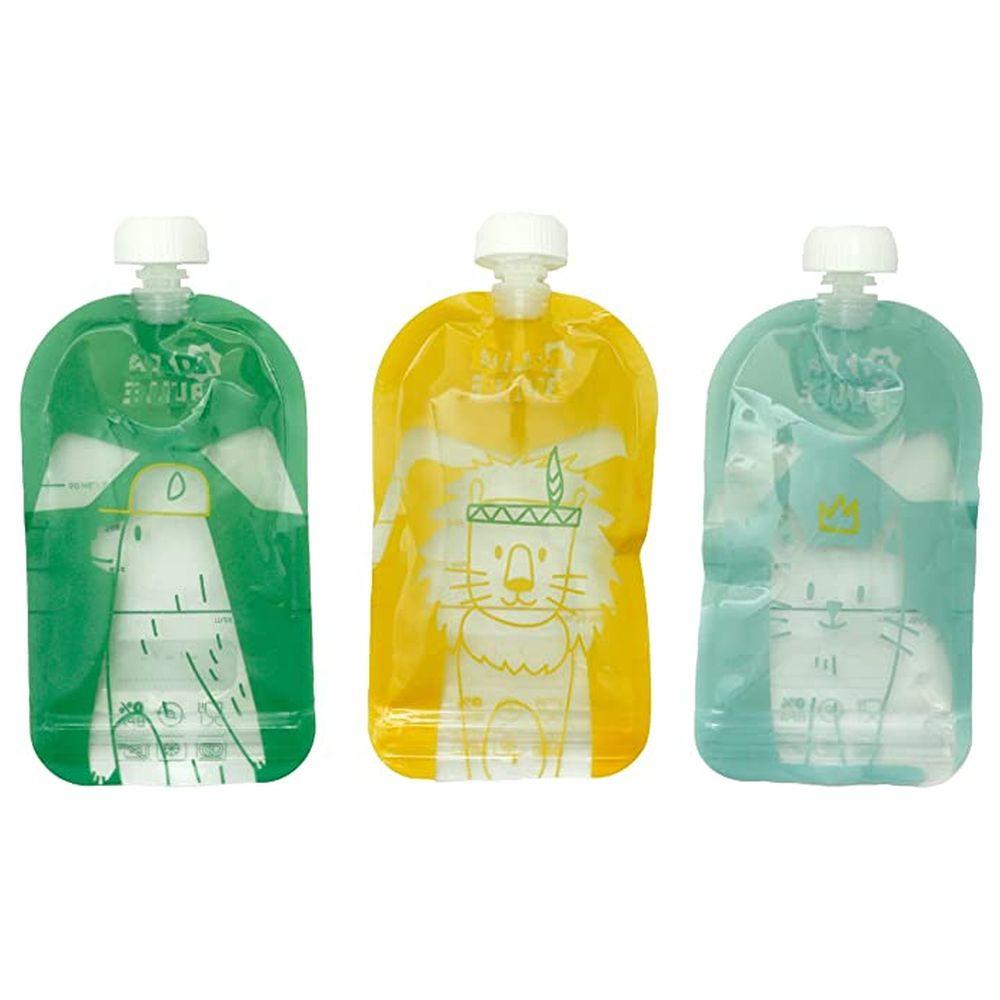 عبوات مياه وعصير نايلون للأطفال 15 قطعة 150 مل بادابول Reusable Water Bottle & Food Pouch Pack of 15 - Badabulle