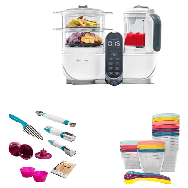 مجموعة محضرة طعام ذكية 4 في 1 و أدوات طعام للأطفال Food Processor + Preparation Kit & Babybowl Set - Babymoov - 656452