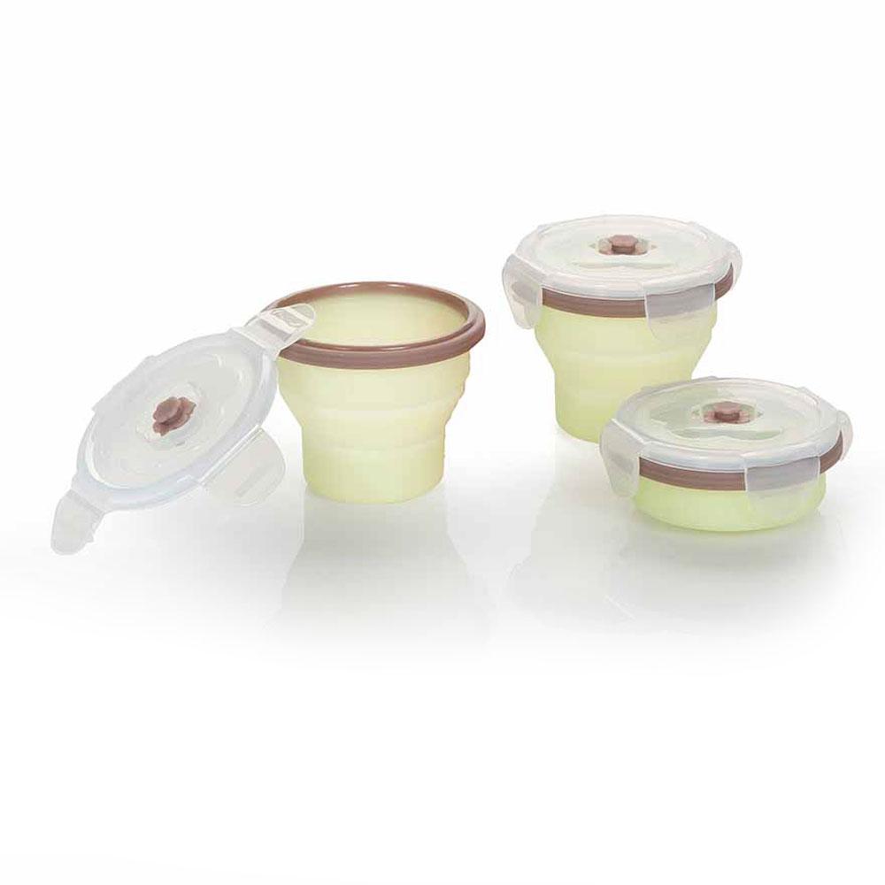 مجموعة أوعية سيليكون لطعام الأطفال قابلة للطي 3 قطع بيبي موف Babymoov - Collapsible Silicone Food Containers 3pc-Set