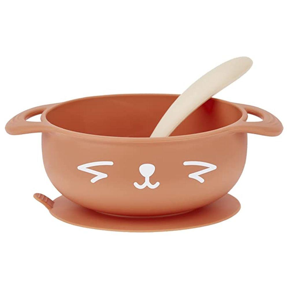 طقم وعاء و ملعقة سيليكون للأطفال بيج بيبي موف Babymoov Silicone Bowl & Spoon Weaning 2pc-Set Peach