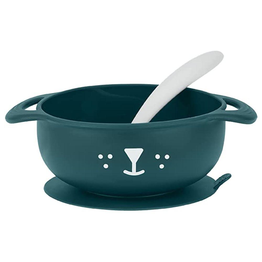 طقم وعاء و ملعقة سيليكون للأطفال أزرق بيبي موف Babymoov Silicone Bowl & Spoon Weaning 2pc-Set Blue