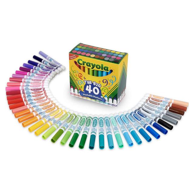 أقلام التلوين القابلة للغسل ألترا كلين من كرايولا 40 قطعة Crayola 40 Ct Ultra Clean Washable Assorted Broad Line - SW1hZ2U6OTIwNDkz