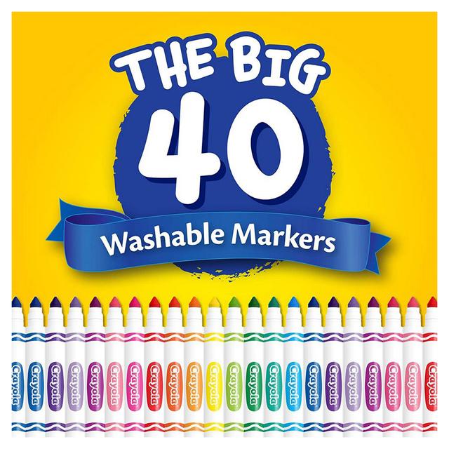 أقلام التلوين القابلة للغسل ألترا كلين من كرايولا 40 قطعة Crayola 40 Ct Ultra Clean Washable Assorted Broad Line - SW1hZ2U6OTIwNTAz