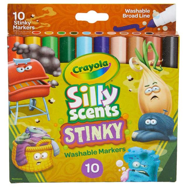 اقلام تحديد ملونة ( 10 ألوان ) Crayola - Silly Scents Stinky Washable Broad Line Markers - SW1hZ2U6OTE5MTA5