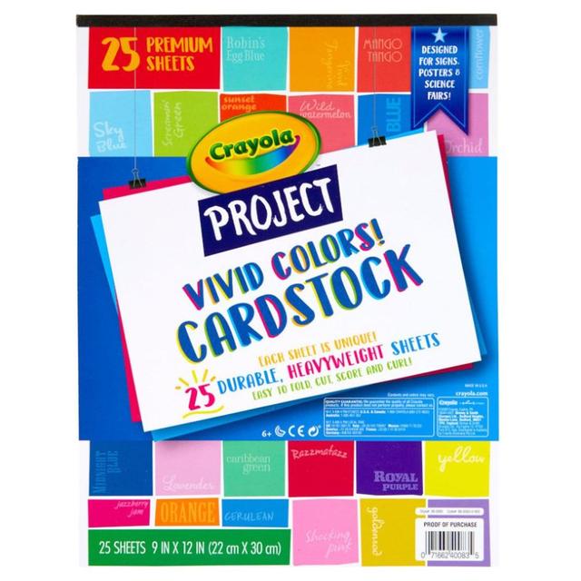 ورق مقوى ملون ( 25 ورقة ) من كرايولا Crayola - Project Vivid Colors Cardstock - SW1hZ2U6OTE5OTU1