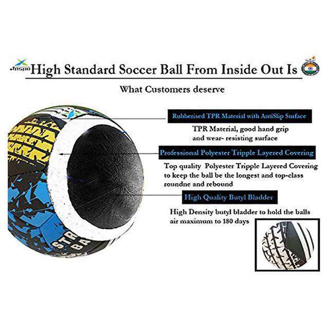 كرة قدم 3 طبقات مقاس 5 أسود جاسبو Jaspo Football PCV 3 Soccer Ball - SW1hZ2U6OTIyNzM0
