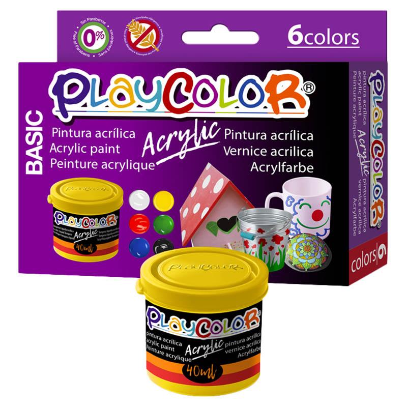 ألوان اكريليك للأطفال 40 مل بلاي كلر Playcolor Acrylic Basic Colour