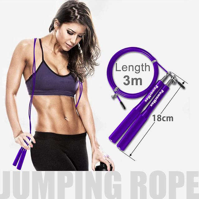 حبل مقاومة باور ماكس بمقبض 15 سم Powermax JA-3 Exercise Speed Jump Rope Purple - SW1hZ2U6OTI0NTAz