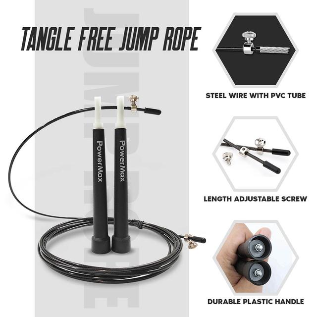 Powermax - JP-2 Exercise Speed Jump Rope - Black - SW1hZ2U6OTI0Mzcw