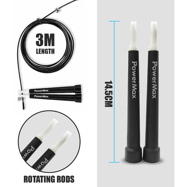 Powermax - JP-2 Exercise Speed Jump Rope - Black - SW1hZ2U6OTI0Mzcy