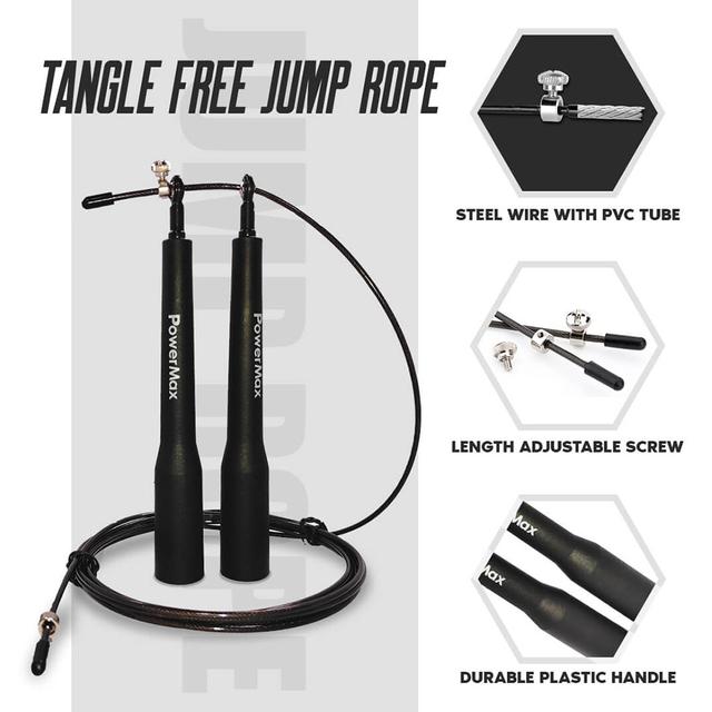 Powermax - JP-5 Exercise Speed Jump Rope - Black - SW1hZ2U6OTI0NDEy