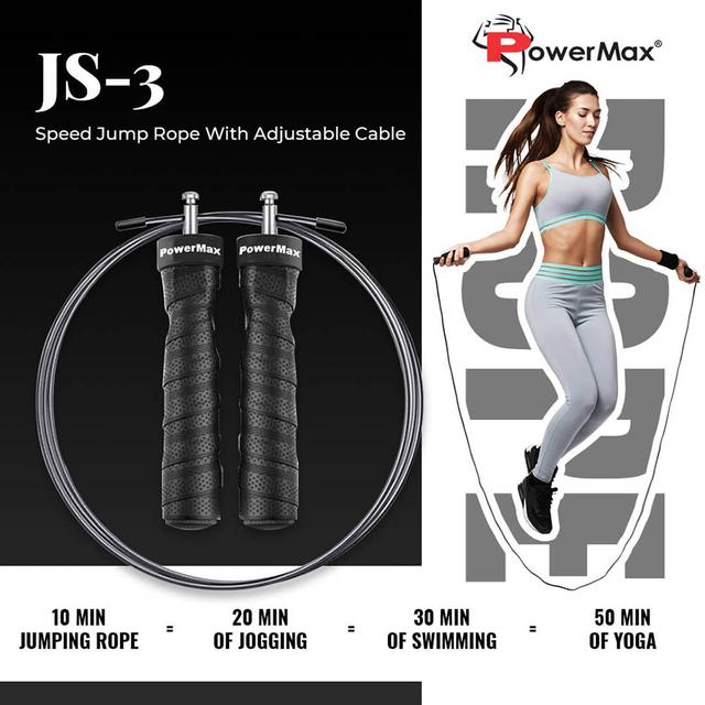 Powermax - JS-3 Exercise Speed Jump Rope - Black - SW1hZ2U6OTI0NDY1