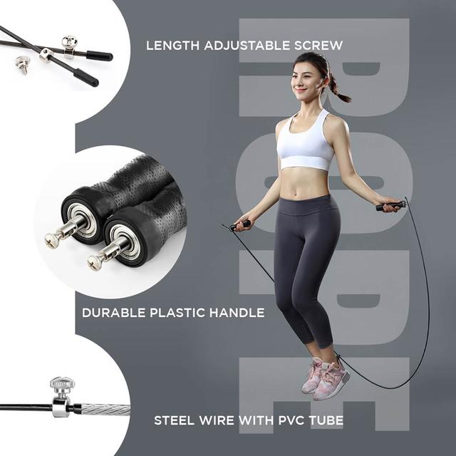 حبل مقاومة باور ماكس اسود Powermax JS-3 Exercise Speed Jump Rope Black - SW1hZ2U6OTI0NDY3