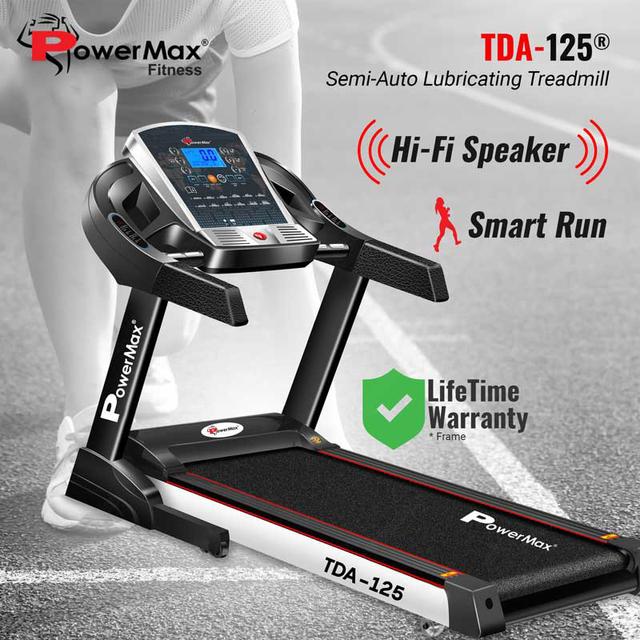 Powermax - TDA-125 Motorized Treadmill Auto Incline - Black - SW1hZ2U6OTI0NzY3