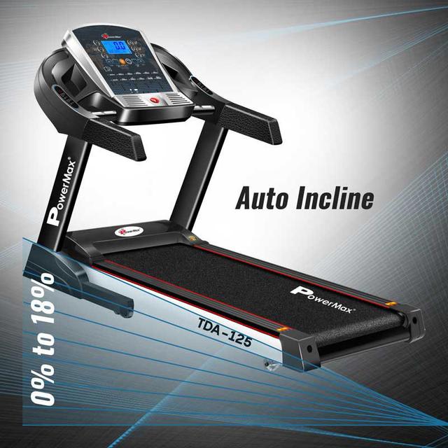 Powermax - TDA-125 Motorized Treadmill Auto Incline - Black - SW1hZ2U6OTI0Nzcx