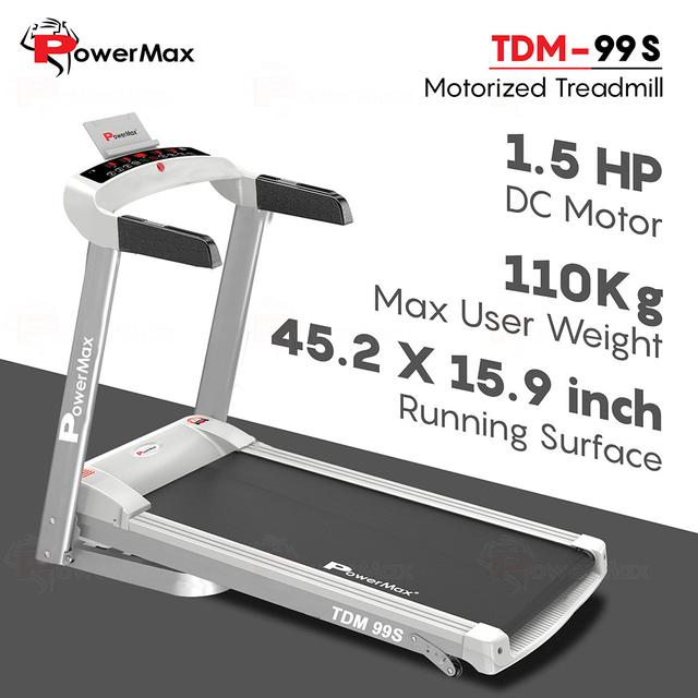 Powermax - TDM-99S Motorized Treadmill Manual Incline Black - SW1hZ2U6OTI0NzQ5