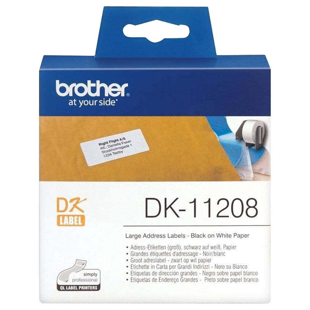 شريط طابعة ملصقات 90×38 مم أسود على أبيض لطابعات برذر (QL-800 & QL-820NWB) Brother DK-11208 Large Address Label