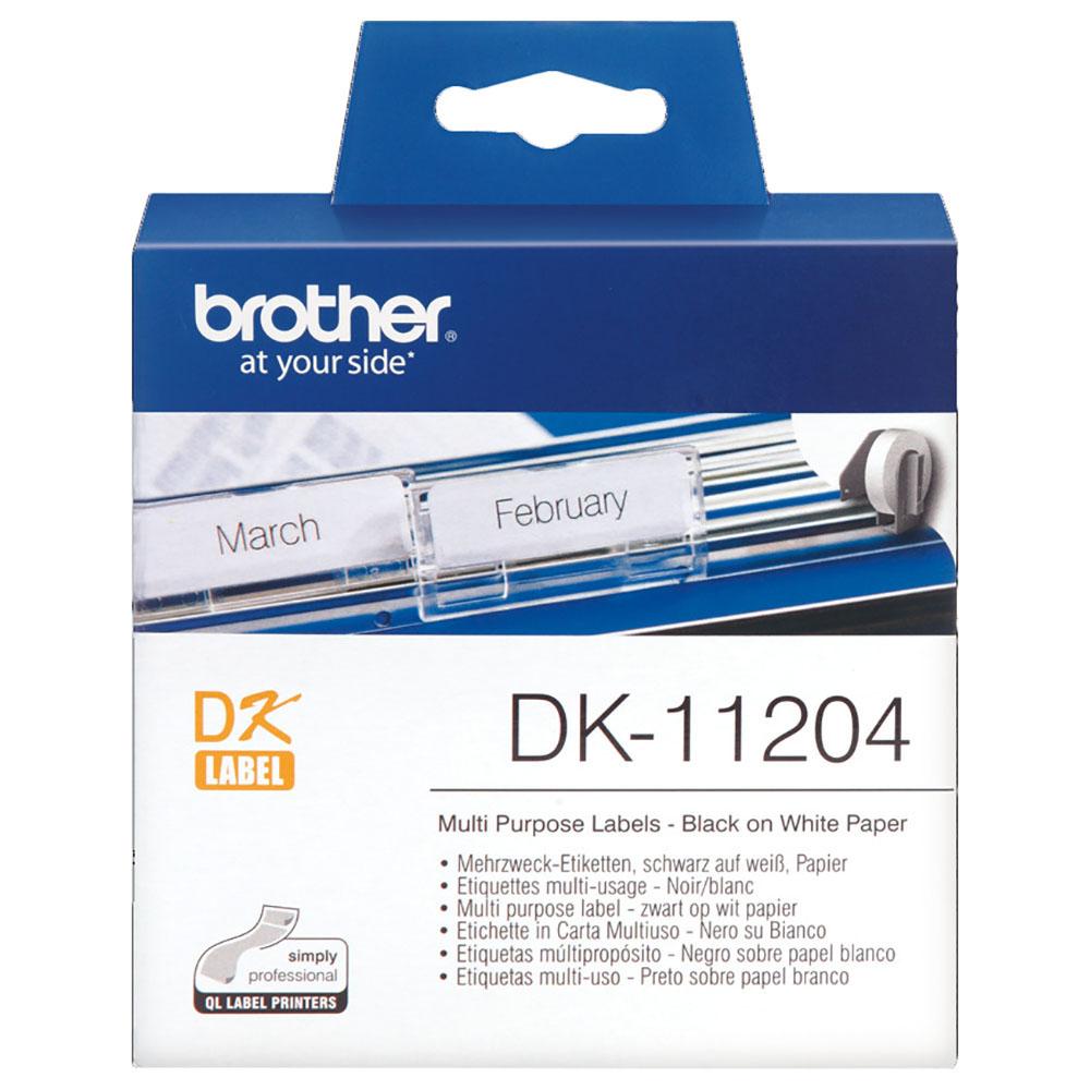 شريط طابعة ملصقات 54×17 مم أسود على أبيض لطابعات برذر (QL-800 & QL-820NWB) Brother DK-11204 Multi-Purpose Label
