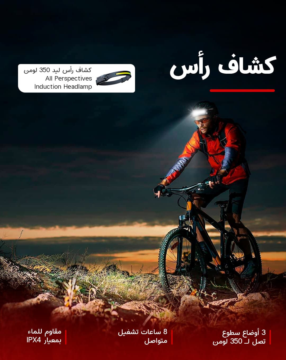 LED headlamp, 350 lumens, All Perspectives Induction Headlamp