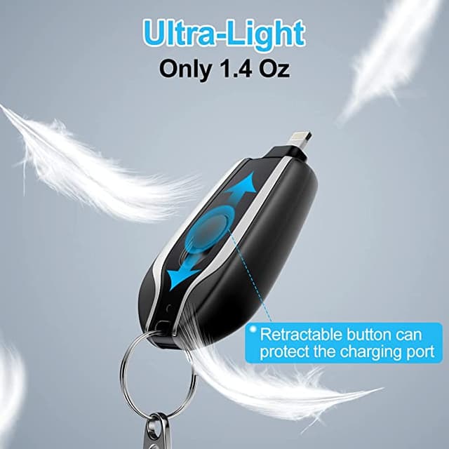 باور بانك صغير للآيفون للحالات الطوارئ Mini Keychain Power Bank Emergency Phone Charger - 255459