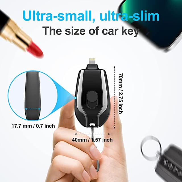 باور بانك صغير للآيفون للحالات الطوارئ Mini Keychain Power Bank Emergency Phone Charger - 255460