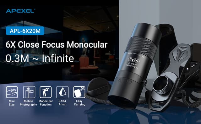دربيل منظار صغير 6X أبيكسيل Apexel 6X HD Close Focus Monocular Telescope