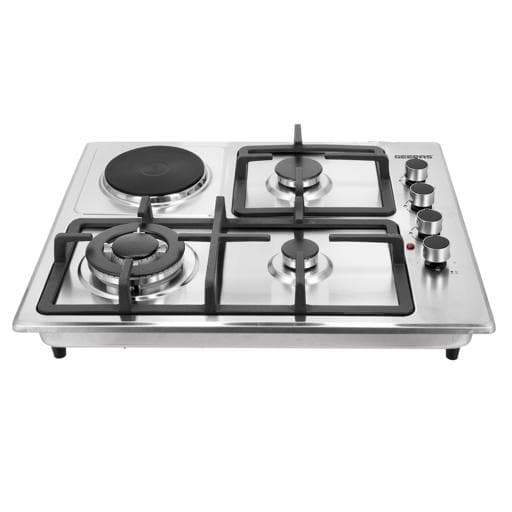 غاز بلت ان مسطح 3 عيون وسطح تسخين كهربائي جيباس Geepas Stainless Steel Built-in Gas & Electric Hot Plate Hob