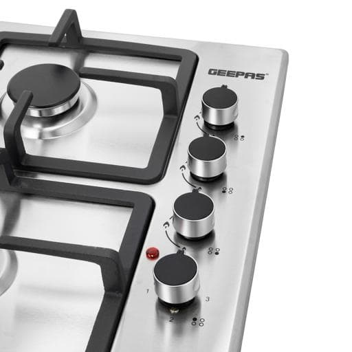 غاز بلت ان مسطح 3 عيون وسطح تسخين كهربائي جيباس Geepas Stainless Steel Built-in Gas & Electric Hot Plate Hob