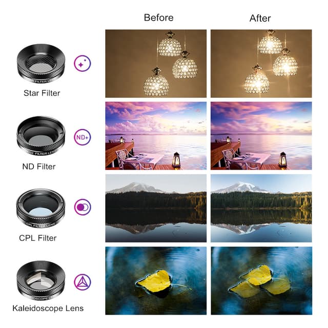 مجموعة عدسات جوال للتصوير أبيكسيل Apexel 11 in 1 Phone Camera Optical Filter Lens Kits