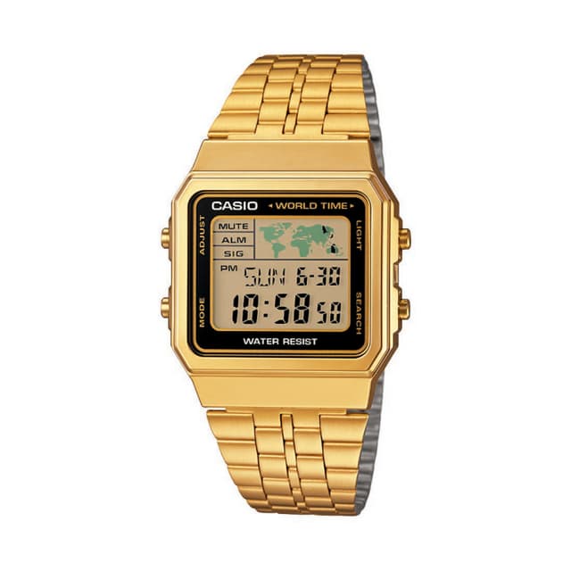 ساعة كاسيو رقمية للجنسين معدن ذهبي ذهبي CASIO Vintage Digital Unisex Watch A500WGA-1DF
