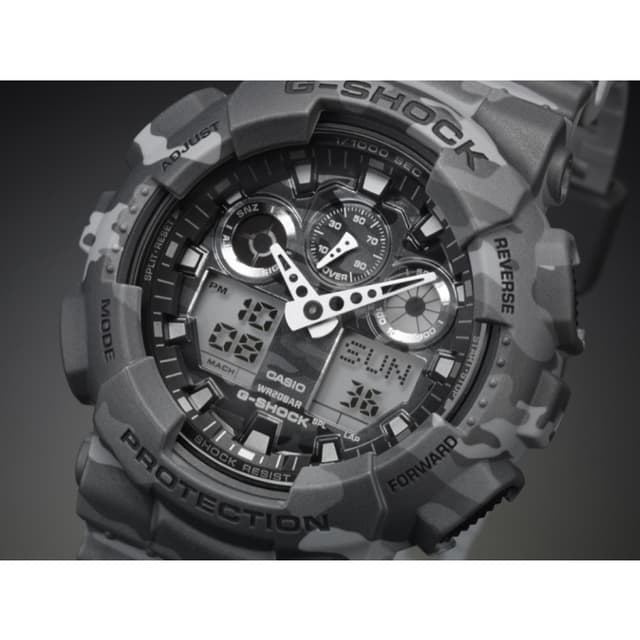 ساعة كاسيو جي شوك كاجيوال رجالي رمادي-أسود Casio G-SHOCK Casual Men Watch GA-100CM-8ADR