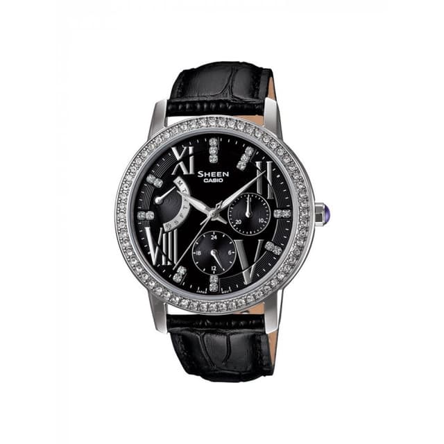 ساعة كاسيو شين نسائية أنالوغ جلد أسود Casio SHEEN Women Analog Watch SHE-3025L-1ADR