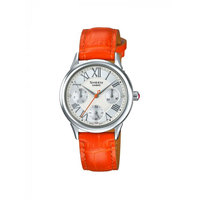 ساعة كاسيو شين نسائية أنالوغ جلد أحمر Casio SHEEN Women Analog Watch SHE-3049L-7AUDR