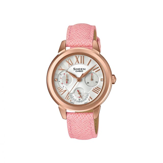 ساعة كاسيو شين نسائية أنالوغ جلد زهر Casio SHEEN Women Analog Watch SHE-3059PGL-7AUDR